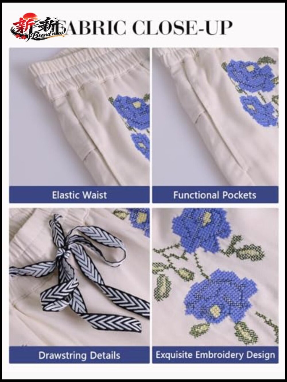 Mid Rise Barrel Jeans Embroidered Wide Leg Denim Pants Boyfriend Baggy Pockets - Picture 6 of 7